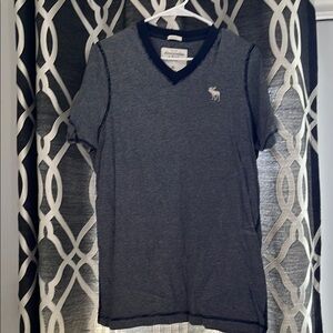 Men's Gray Abercrombie & Fitch V-Neck Shirt